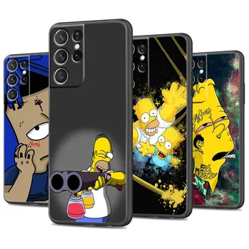 The Simpsons cartoon Samsung Galaxy S21 S22 S20 FE Ultra S10 S9 S8 S7 S6 Plus 5G Silikoonist Pehme Must Telefon Kohtuasjas