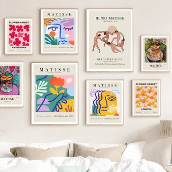 Värvikas Matisse Nägu Kuldkala, Flower Market, Abstraktse Seina Art Maali Nordic Plakat Ja Pildid Seina Pilte Elutuba Decor