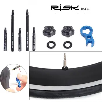 RISKI RA108 Integreeritud Eemaldatav 45mm 80mm Bike Jalgratta Sisekummid Ventiil Extender Pikendus Koos Core Mutrivõti Alumiinium