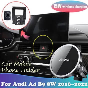 15W Auto Hoidikut Audi A4 (B9 8W 2016~2022 Magnet Traadita Kiire Laadimine Seisma Toetada Kleebis Tarvikud, iPhone 2017