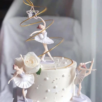 3tk Ballerina Girl Koogikarpides Torukübar Cupcake Toppers Kääbus Kujukeste Figuriin