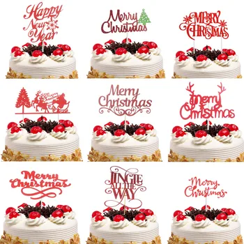 Punane Koogikarpides Torukübar Häid Jõule Õnnelik head Uut Aastat Cupcake Toppers Lipud DIY Küpsetamine Baby Shower Lapsed Partei Pulmi, Sünnipäeva