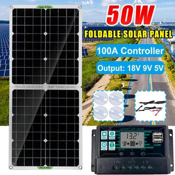 50W Solar Panel Kit 18V 12V 9V 5V Monokristallilised USB Power Väljas Solar Cell, Auto, Laev, Telkimine, Matkamine, Reisimine Telefoni Laadija