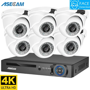 4K 8MP Ai näotuvastus Turvalisuse Kaamera CCTV Süsteemi POE NVR Kit Video Väljas Dome Kodu Inimese Valve Kaamera