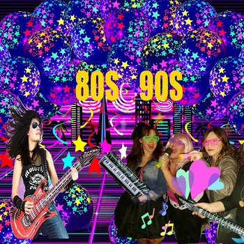 Palju õnne Sünnipäevaks Neon Glow Õhupallid Täispuhutav Rock Star Mänguasi Päevavalgus Õhupallid Neon Kuma Sünnipäeva 80ndate 90ndate Teema Pool Decor
