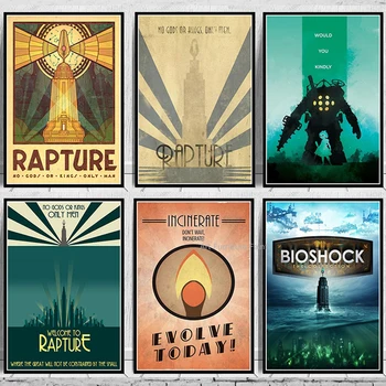 Bioshock Ekstaas Video Horror Mäng, Lõuend Maali Plakatid ja Pildid Seina Pildid elutuba Vintage Seina Art Home Decor