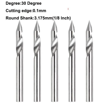 5tk 3D CNC Ruuteri Kuuskant 1/8 Inch 30/60 Määral Graveerimine Milling Cutter Karbiid Puit 0,1 mm Vihjeid Groove V Mill Cutter Vahendid