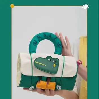 Õpilane cute cartoon krokodill suure mahutavusega tualett-tarbed laste kirjatarvete desktop ladustamise kott pen kott multifunktsionaalne kott