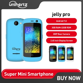 Unihertz Jelly Pro Super Mini 4G Nutitelefon 3GB 32GB Mobiiltelefon Android 8.1 2MP 8MP Kaamera 950mAh Quad Core Unlocked Mobiiltelefoni