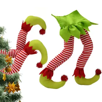 Jõulud Elf Pehmed Jalad Kinni Puu Torukübar Kaunistused Xmas Puhkus Pool Ornament Siseruumides Väljas Decor