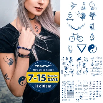 Semi-Permanent Veekindel Ajutine Tätoveering Kleebis Fox Bike Võilill Tint Line Kestev Taimsete Tätoveeringud Naised Mehed Body Art Tatto