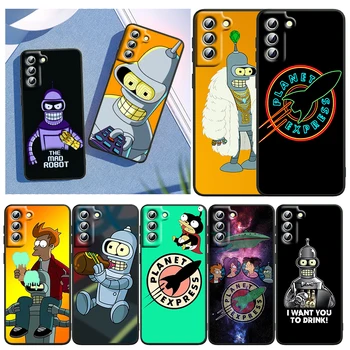 Disney Futurama Bender Kunsti Telefon Case For Samsung Galaxy S21 S22 S20 FE Ultra Pro Lite S10 S10E S8 S9 Plus 5G Musta Pehme Kate