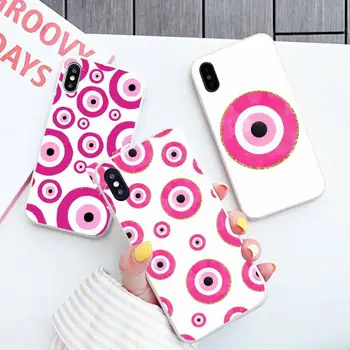 roosa türgi Kuradi õnnelik, silmad Telefoni Juhul Candy Värvi iPhone 6 7 8 11 12 13 s mini pro X XS XR MAX Plus