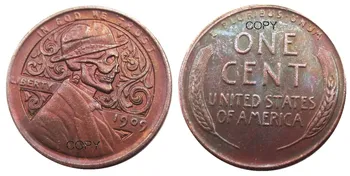 USA(01) - Hulkur Loominguline Lincoln Protsenti kolju zombie skelett käsitsi nikerdatud Koopia Mündid