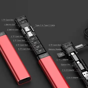 BUDI Multifunktsionaalne Kaabel Stick Kaabel Smart-Adapter-USB-Box iPhone Xiaomi Huawei Samsung kaasaskantavas Stick