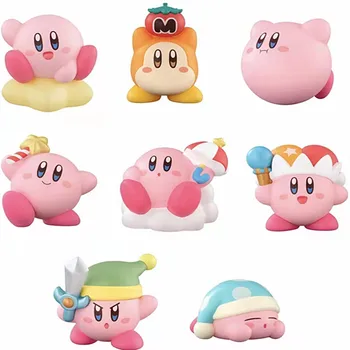 8pcs/set Star Kirby Joonis Mänguasi Q Versioon Armas Roosa Kirby Pime Kast PVC Kogumise Komme, Mänguasju Mudel Nukud Mänguasi Lastele Kingitus