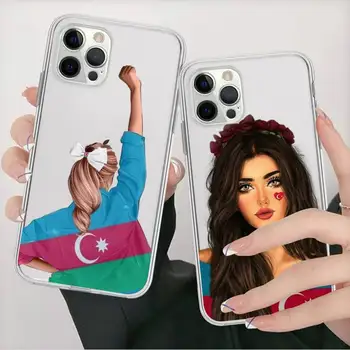 Aserbaidžaani Lipu Tüdruk Telefon Case For iPhone 14 13 12 11 Pro Max XS X-XR SE 2020 6 7 8 Plus Mini Kaitsev Kate
