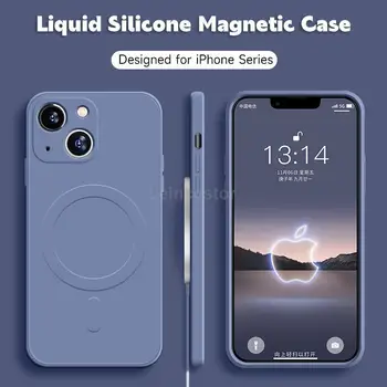 Magsafe Magnet-Juhtmeta Laadimise Puhul Pehme iPhone 11 12 13 Pro X-XR, XS Max Mini 8 7 Plus SE 2020 Vedel Silikoon Kate