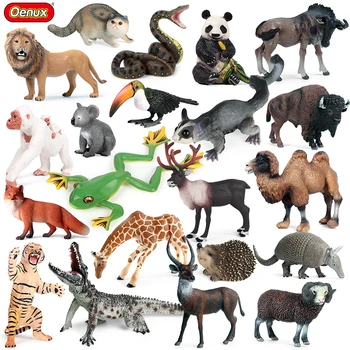 Oenux Loomaaed Looduslike Looma-Lõvi, Tiiger Rebane, Madu Kaelkirjak Šimpansid Camel Hirv Mudeli rakendamine Arvandmed PVC Haridus-Armas Mänguasi Lastele