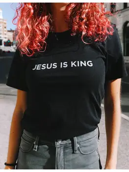 Jeesus On Kuningas Kirja Prindi Naiste T-särk Kristlik Usk, Lootus, Armastus Harajuku T-Särgid Religioon Tops Tees Streetwear Ropa Mujer
