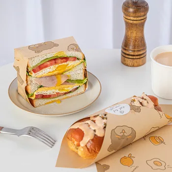50tk square cartoon sandwich kaetud pakkepaber kodumajapidamises kasutatava õli-tõend kana rulli hommikusöök küpsetamine pad raamat