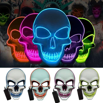 Neoon LED Skelett Mask Valguse Kuma Pimedas Mask Cosplay Masque Kostüüm Halloween Festival Partei Asjade Õudus Hõõguv Mask