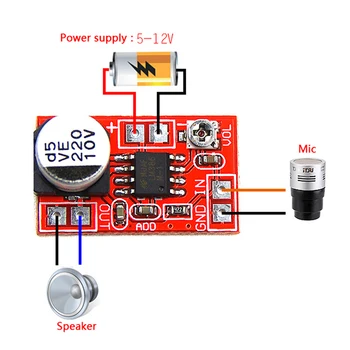 Ultra-kääbus Electret võimendi, Kondensaator dünaamiline mikrofon, plaadimängija 5~12V Heli tugevdamine emaplaadi Reguleeritav