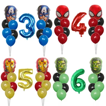 13pcs Marvel Õhupallid Spiderman Kapten Ameerika Raud Ballon Mitu Õhupalli Sünnipäeva Teenetemärgi Kids Mänguasi Beebi Dušš Globos