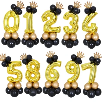 32 Tolline Gold Number Õhupallid 1 2 3 4 5 8 Kohaline Number Heelium Foolium Ballon Baby Shower Sünnipäeva Pulmad Decor Pallid Tarvikud
