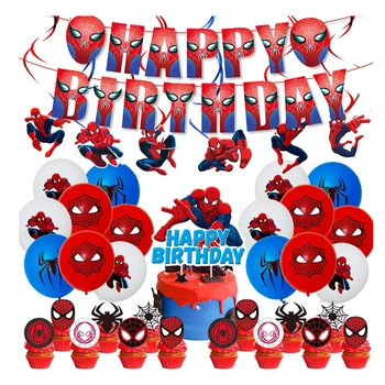 Spiderman Teema Poole Teenetemärgi Pakett Superkangelane Tõmba Lipp Õhupalli Kook Rida Asjade Poiss, Laste Sünnipäev Õhupallid Kids Mänguasi