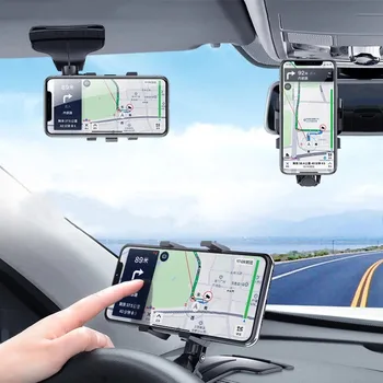 3 in 1 Auto Telefoni Hoidik Armatuurlaual Rearview Mirror Mobiiltelefoni GPS Navigation Kanduri Reguleeritav Auto Telefoni Omaniku iPhone 13