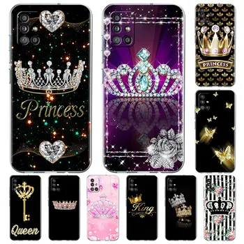 Kuninganna Printsess Case For Samsung Galaxy A52 A12 A51 A32 4G A71 A21s A31 A32 A72 A22 A13 5G Läbipaistev Pehme Telefoni Kate