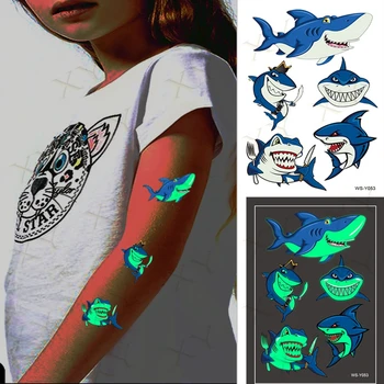 Helendav Tätoveering Kleebis Laste Käe Näo Tätoveeringud Kids Tüdrukute Body Art Tatto Hai Dinosaurus Liblikas Pistoda Loomade Peace