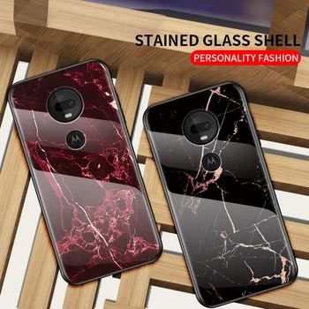 Luksus Marmor Karastatud Klaasi Puhul Motorola G7 Mängida Pluss Karastatud Klaasist Telefon Kate Moto G7 Võimu Üks Zoom Coque Fundas