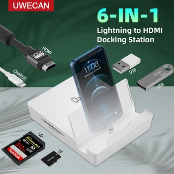 Välk iPhone USB 3 OTG HDMI Digitaalse AV Adapteri/Kaabli Lightning-liidesega RJ45 Ethernet Lan Docking Station Support/TV Projektor