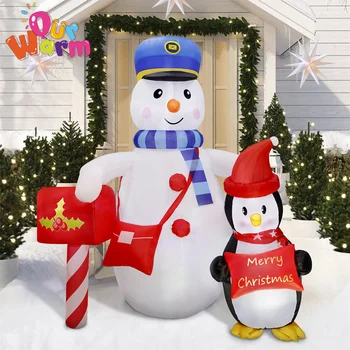 OurWarm 6 Jalga Jõulud Inflatables Lumememm Postiljon koos Pingviinid Väljas Teenetemärkide LED Tuled Xmas Õue Muru Pool Decor