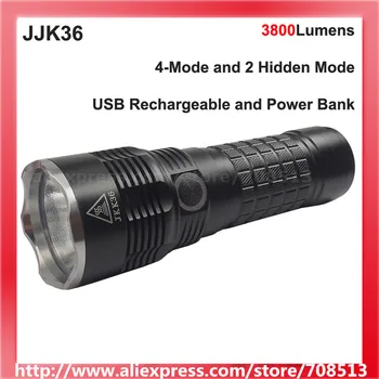 JKK36 Cree XHP70.2/XM-L2 Valge/Neutraalne Valge/Soe Valge 3800 Luumenit 6-Režiim USB Taskulamp Power Bank LED Taskulamp (3x18650)