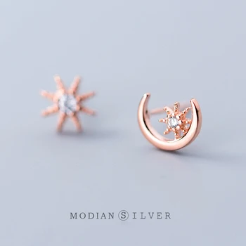 Modian Uus Kollektsioon 925 Sterling Silver Moon Ja Sun Kõrvarõngad Naistele Tõusis Kulla Värvi 2020 Kõrvarõngad Hõbe Ehted