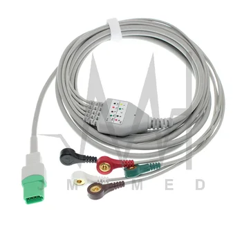 EKG EKG, 3/5 Viia ühes tükis Kaabel ja Elektroodi Leadwire jaoks Datascope /Mindray Patsiendi monitor, Snap/Clip/KUTSEHARIDUS Alligaator klipp.
