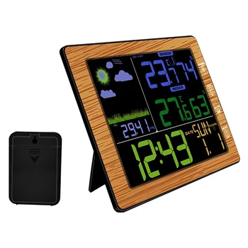 Wireless Weather Station Kella hääljuhtimine Loominguline Ilmateade Kellad Värviline LCD Ekraan Väljaspool Andur Siseruumides Väljas