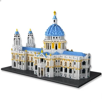 Mini Maailma Arhitektuuri UK St. Pauli Katedraal Block Set 3D London Kirik Linna Landscrape Hoone Telliskivi Mänguasi