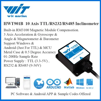 WitMotion HWT901B 10 Suuna Anduri Nurk Inclinometer + Kiirendusmõõtur + Gyro + Magnetometer RM3100 + Baromeeter PC/Android/MCU