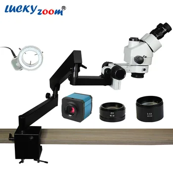 Õnnelik Zoom 3,5 X-90X Simul-Focuse Trinocular Selgeks Arm U-Stereo Mikroskoop 144 LED-14MP HDMI Microscopio Kaamera
