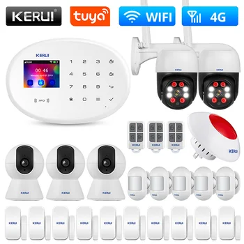 KERUI Alarm System Kit 4G GSM WIFI Tuya Smart Home Häire Tööd Alexa Google Assistent Turvalisuse Kaamera Ukse Andur Sireen