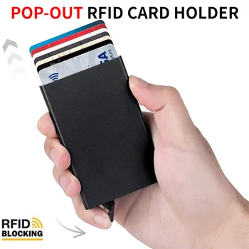 Automaatne Pop-Up-ID Krediitkaardi Slim Box Alumiinium Rahakoti Tasku Juhul Pank Krediitkaardi Juhul RFID-Kaardi Hoidik Säilitamise Organisatsioon