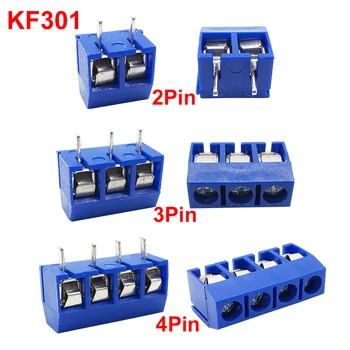 5-50tk KF301-2 P KF301-3P 5mm PCB Screw Terminal Block KF301 2 ja Pin-3 Pin-Juhtmeline Pistik Sirge Varda Sinine
