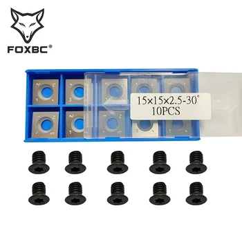 FOXBC 15mm Square Karbiid Lõikur Lisab 15x15x2.5mm jaoks Puidutöötlemine Spiraal Spiraalsed Höövel Pea-ja Treipingi Treimistööriistad, 10TK