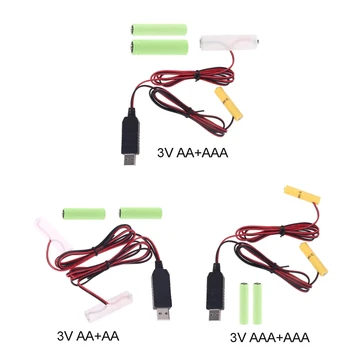 2in1 5V USB 3V Dual LR6 LR03 Patarei Toide Kaabel Asendada 2x 1,5 V AA AAA Battery Eliminator LED Mänguasjad