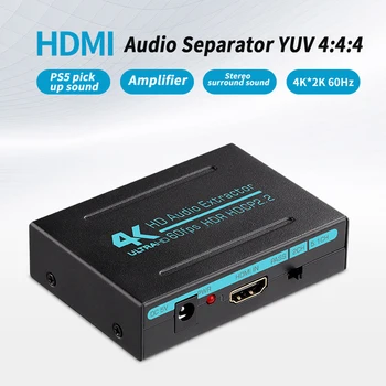 AIXXCO 4K x 2K HDMI Audio Extractor Converter HDMI Optiline Toslink RCA L/R-Adapter 5.1 CH/2.0 ch/Pass Audio