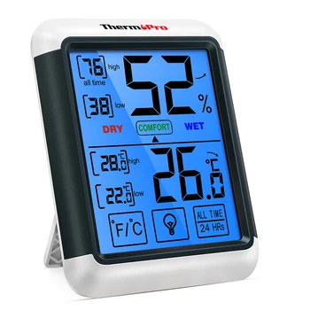 Thermopro TP55 Sise Digitaalne Termomeeter Hygrometer Puutetundlik ekraan Backlight Niiskuse Temperatuuri Andur ilmajaamas Kodu